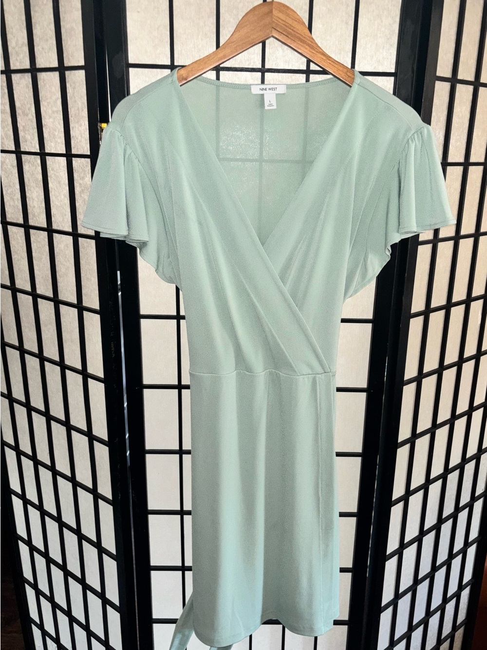 Nine West Light Mint Green Wrap-Style Midi Dress